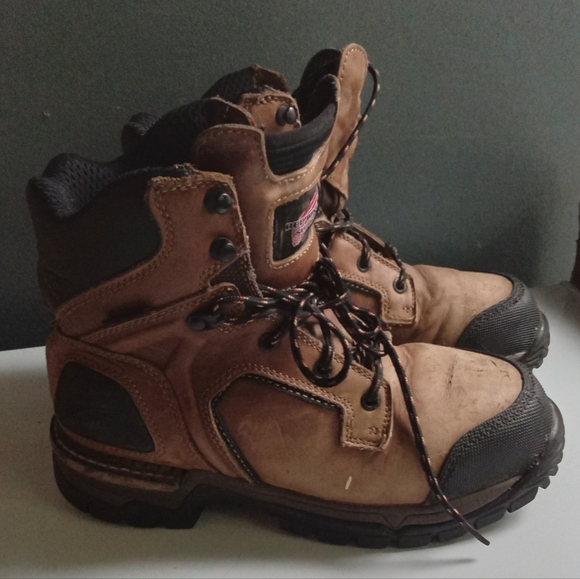 Red Wing Shoes Mens Work Boots Brown Leather Vibram Sole Steel Toe Size Unknown